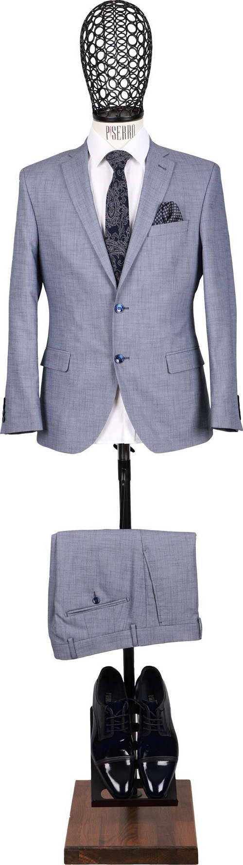 Slim Fit Mavi Takım Elbise
