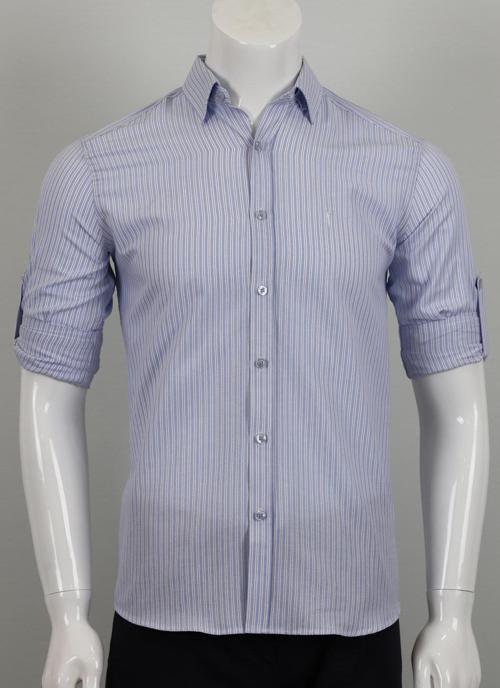Uzun Kol Slim Fit Çizgili Gömlek