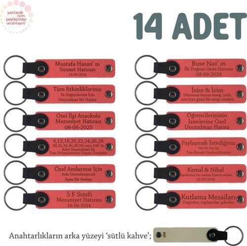 Narçiçeği & Sütlü Kahve, Bebek Ziyaretine Gelene Hediyelik İsim Mesaj Yazılabilen, 14'lü Anahtarlık