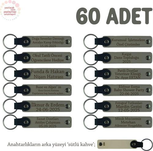 Kül Gri & Sütlü Kahve, İşletmelere Özel Üretim, Alternatif Promosyonel Anahtarlık, 60' lı Set