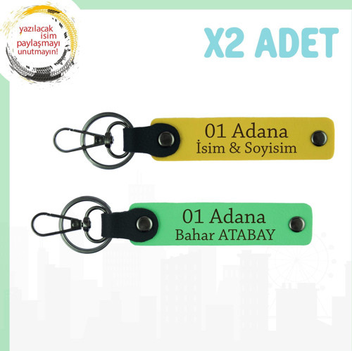Sarı-F Yeşil, Adınıza Özel 01 Adana Hediye Seçeneği Şehir Sevgisiyle Tasarlanmış 2'li Anahtarlık Set