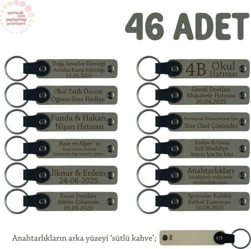 Kül Gri & Sütlü Kahve, Eğitimciler Günü İçin Üzerinde İsim Yazılı Hatıra Anahtarlık 46’lı Set 