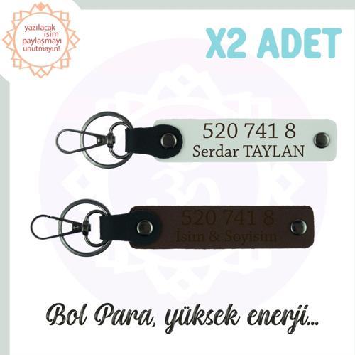 Koyu Kahve-Beyaz, Adınıza Özel Huzur Veren Hediyelik 520 741 8 Sayısıyla Yüksek Enerji x2 Anahtarlık