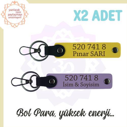 Mor Menekşe-Sarı, Kişiselleştirilebilir Bolluk Getiren 520 741 8 Sayı Manevi Dengeci 2'li Anahtarlık