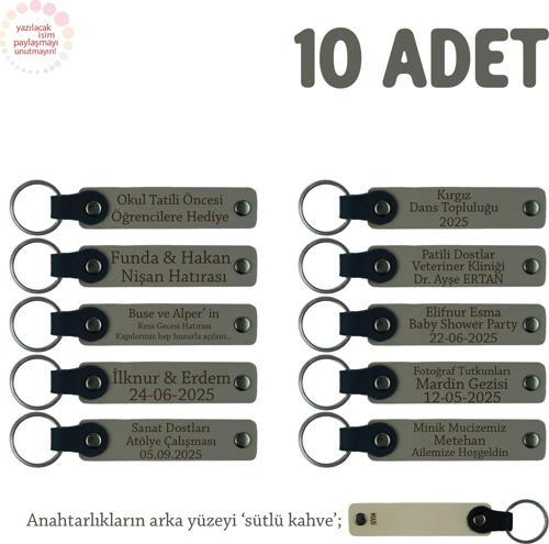 Kül Gri & Sütlü Kahve, Turnuvalar İçin Üzerine İsim Ve Özel Mesaj Yazılabilen, 10'lu Anahtarlık Set