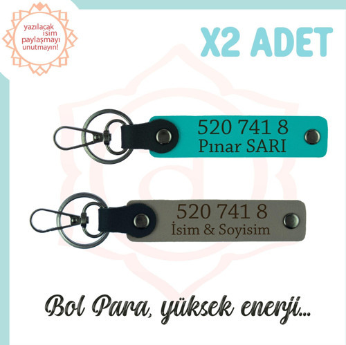 Kül Gri-Koyu Turkuaz, Kişiselleşmiş 2'li Anahtarlık Set, Sevdiklerinize Enerji Dolu Hediye 520 741 8