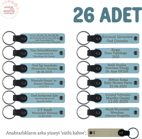 Gök Mavi & Sütlü Kahve, Avukatlık Bürosuna Özel Anahtarlık, 26' lı Set, Konuklarınıza Değerli Hediye