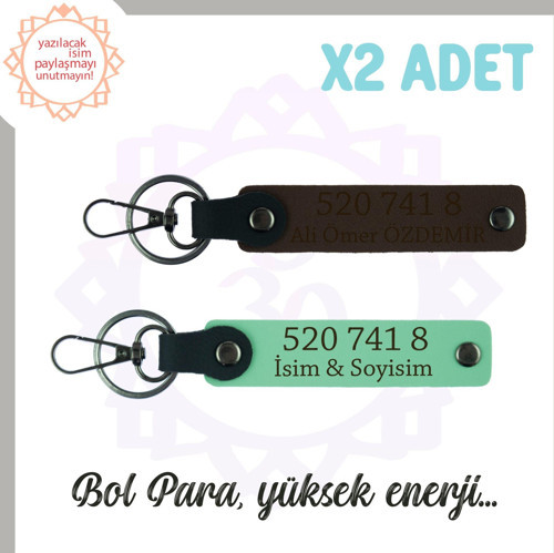 Yeşil-Koyu Kahve, Kişiselleştirilebilir Bolluk Getiren 520 741 8 Sayı Manevi Dengeci 2'li Anahtarlık
