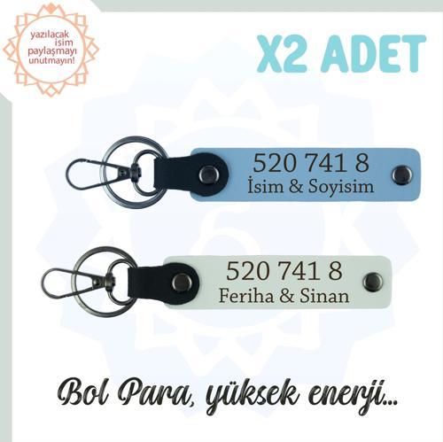 Gök Mavi-Beyaz, İsme Özel 2'li Anahtarlık, Bolluk Akışı, Hediyelik 520 741 8 Kod İle Manevi Huzur