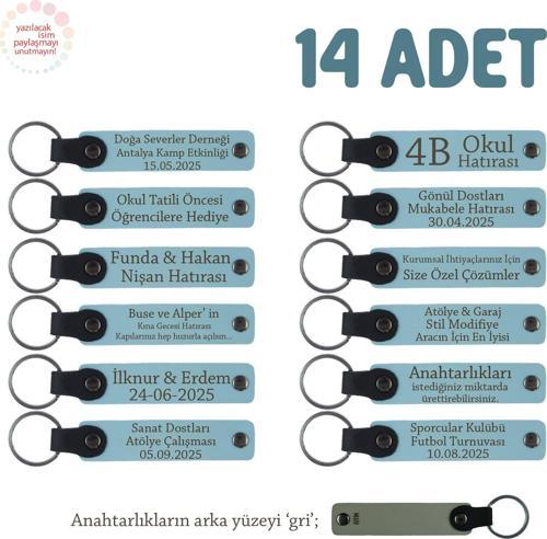 Gök Mavi & Gri, Karne Gününde Dağıtılacak Süper Hediye, 14'lü Anahtarlık Set, İsme Özgü Hatıralık