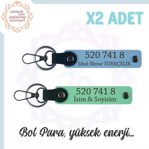 Yeşil-Gök Mavi, İsim Yazılabilir 2'li Anahtarlık, Denge Getiren Özel Kod 520 741 8  Bolluk ve Enerji