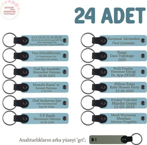 Gök Mavi & Gri, Geleneksel Etkinlikler İçin Özel Üretim, 24'lü Set, Hediyelik Hatıra Anahtarlık