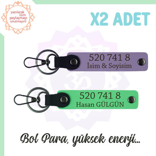 Mor Menekşe-F Yeşil, İsim Yazılı Hediyelik 2'li Anahtarlık Manevi Huzur Ve Güç Sağlayan, 520 741 8