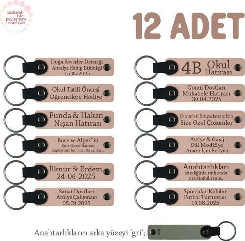 Yavruağzı & Gri, Sınıf Öğretmeninden Özel Mesajlı Karne Hatırası Anahtarlık 12’li Set, Minikler İçin
