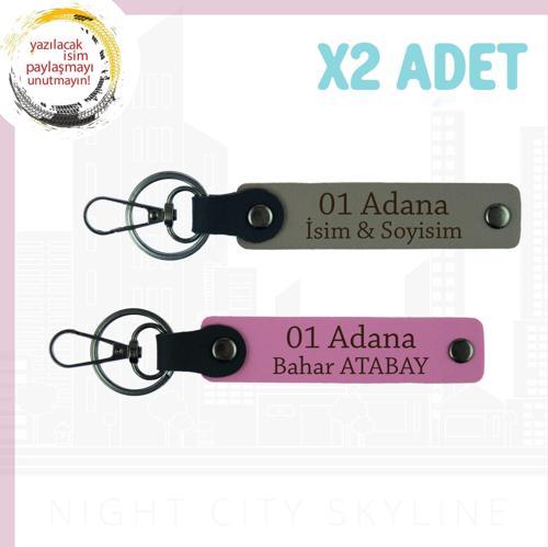 Kül Gri-Pembe, Adınıza Özel Adana Esintisi Hediye Seçeneği Anlamlı ve Şık Bir Hatıra 2'li Anahtarlık