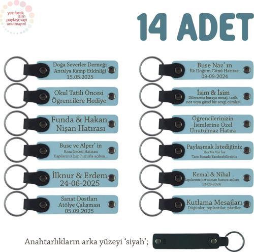 Gök Mavi&Siyah, Anaokulu İçin Kişiselleştirilebilir İsim Yazılı Karne Hatırası Anahtarlık 14’lü Set