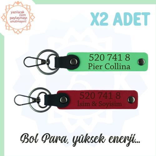 Kırmızı-F Yeşil, Adınıza Özel 2'li Anahtarlık, Bolluk Dolu Sayılar, 520 741 8 Enerji ve Huzur Getir