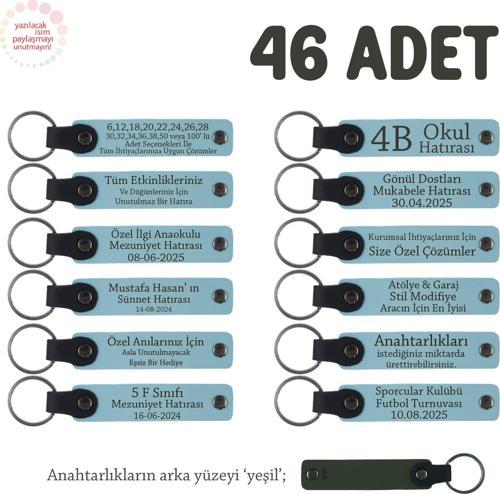 Gök Mavi & Yeşil, Eğitimciler Günü İçin Üzerinde İsim Yazılı Hatıra Anahtarlık 46’lı Set 