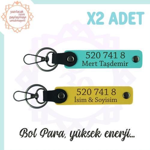 Sarı-Turkuaz, Kişisel Enerji Başarı Dolu Sevdiğine Hediye 520 741 8 Kodlu İsme Özel 2'li Anahtarlık