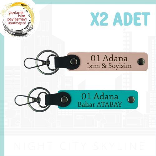 Yavru Ağzı-K Turkuaz, Size Özel 01 Adana Yazılı, Şık ve Özgün Bir Şehir Hatırası 2'li Anahtarlık Set