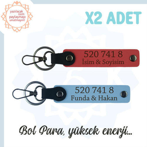 Nar Çiçeği-Gök Mavi, İsminiz Yazılı, 520 741 8 Bolluk ve Başarı Sayılı, Hediyelik 2'li Anahtarlık