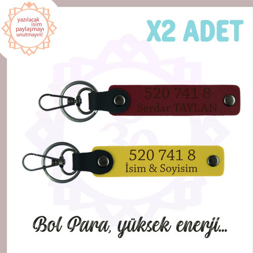 Sarı-Bordo, Ad Yazılı Bolluk Akışı Getiren Hediyelik 520 741 8 Enerji Dolu Başlangıç 2'li Anahtarlık