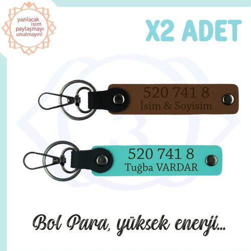 Açık Kahve-Turkuaz, İsme Özel Hediyelik, Yüksek Enerji, 520 741 8 Bolluk Akışı 2'li Anahtarlık Seti