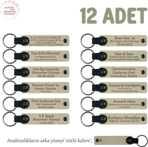 Sütlü Kahve, Sınıf Annelerinden Öğrencilere Hediyelik Hatıra, 12'li İsme Özel Anahtarlık Set