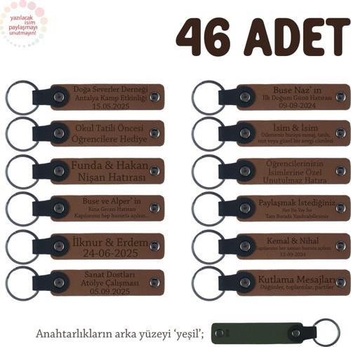 Kahverengi & Yeşil, Anneler Günü Kutlaması İçin Mesajlı Hatıra Anahtarlık 46’lı Set, Özel Gün Hediye