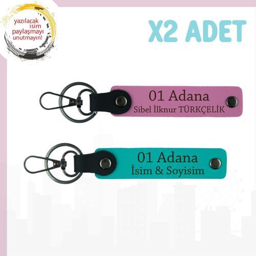 Koyu Turkuaz-Pembe, Adınıza Özel Adana Şıklığı Hediye İçin İdeal Şehir Ruhunu Yansıtan x2 Anahtarlık