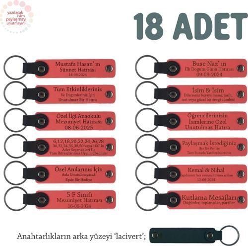 Nar Çiçeği, Sınıfça Paylaşılan Anılar İçin, 18'li Set, Adınıza Özel Üretim Kişisel Anahtarlık