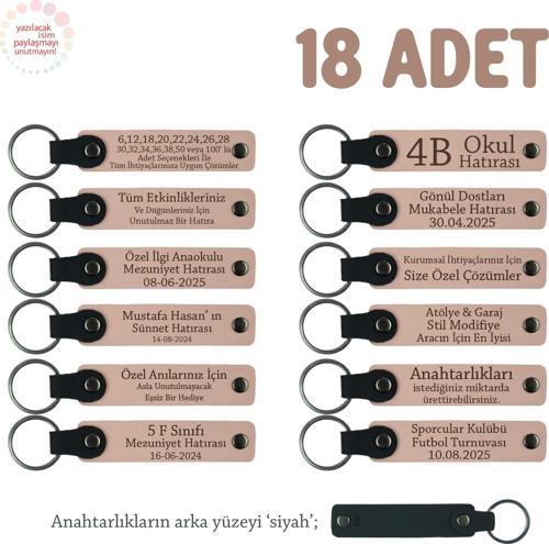 YavruAğzı & Siyah, Sınıfça Paylaşılan Anılar İçin, 18'li Set, Adınıza Özel Üretim Kişisel Anahtarlık