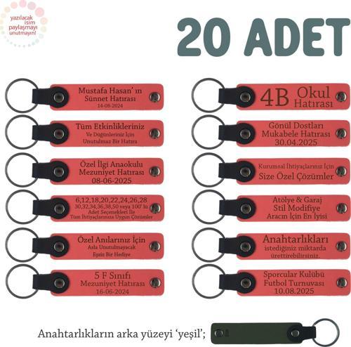 NarÇiçeği & Yeşil, Üniversite Mezunlarına Anlamlı Hatıra, 20'li İsme Özel Anahtarlık Set, Anı Amaçlı