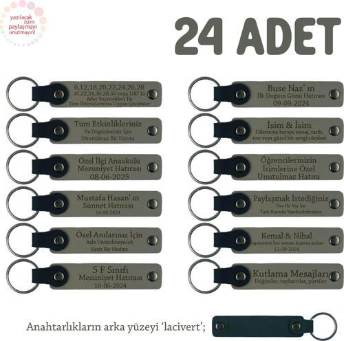 Kül Gri & Lacivert, Geleneksel Etkinlikler İçin Özel Üretim, 24' lü Set, Hediyelik Hatıra Anahtarlık