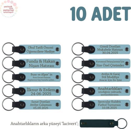 Gök Mavi & Lacivert, Anaokulu Hatırası İçin Kişiselleştirilmiş Anahtarlık 10’lu Set, Eğitim Hediyesi