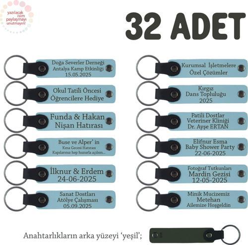 Gök Mavi & Yeşil, Öğretmene Hediye Fikirleri Arayanlara İsim Yazılabilen 32' li Anahtarlık Set