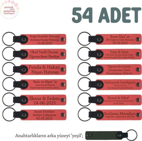 Nar Çiçeği & Yeşil, Söz ve Sözlenme Kutlamaları İçin, Yeni Çiftlere Hediyelik Anahtarlık 54' lü Set