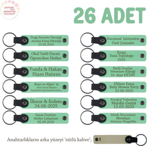 AçıkYeşil & SütlüKahve, Avukatlık Bürosuna Özel Anahtarlık, 26' lı Set, Konuklarınıza Değerli Hediye