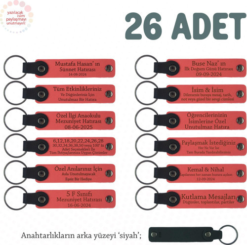 Narçiçeği & Siyah, Öğretmeninden Mesajlı Karne Anı Anahtarlık 26’lı Set, Tüm Sınıfa Özel