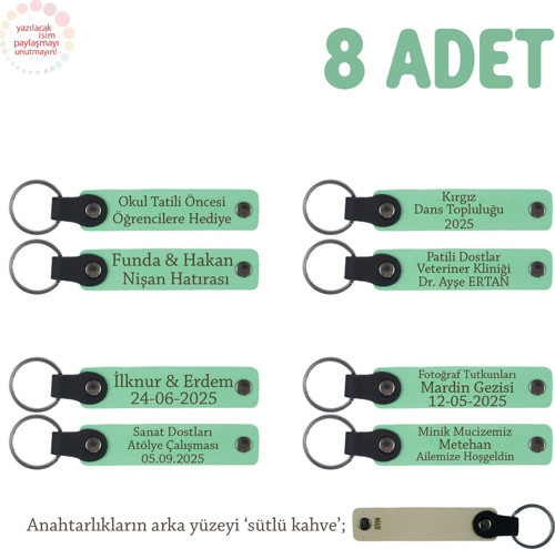 Açık Yeşil, Stadyum Işıltısını Seven Taraftar Grupları İçin, İsim Yazılı 8' li Anahtarlık
