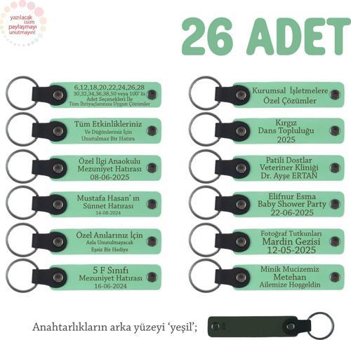 Açık Yeşil & Yeşil, Öğretmeninden Mesajlı Karne Anı Anahtarlık 26’lı Set, Tüm Sınıfa Özel