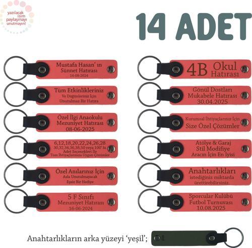 NarÇiçeği & Yeşil, Karne Gününde Dağıtılacak Süper Hediye, 14'lü Anahtarlık Set, İsme Özgü Hatıralık