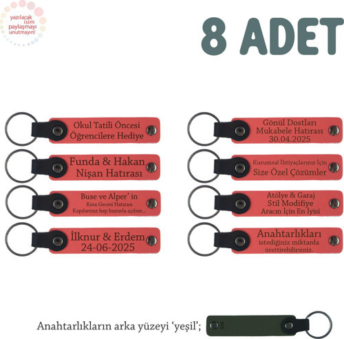 Nar Çiçeği & Yeşil, Müzikal Topluluklara Özel Hediyelik Anı Anahtarlıkları 8' li Set Takım