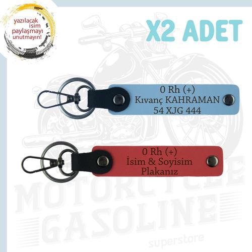 Nar Çiçeği-Gök Mavi, Yol Arkadaşları İçin İsim Plaka 0 (+) Kan Grubu Kişiye Özel 2'li Anahtarlık Set