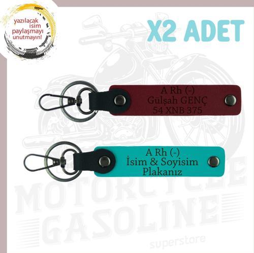 Koyu Turkuaz-Bordo, Motorculara, İsim Plaka ve A Rh (-) Kan Grubu Yazılı Güvenli Sürüş Anahtarlığı