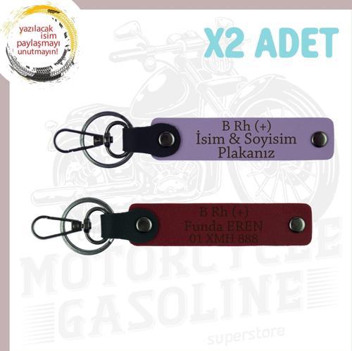 Mor Menekşe-Bordo, Motorcuya Özel, İsim Plaka ve B Rh (+) Kan Grubu Yazılı Özel Üretim x2 Anahtarlık
