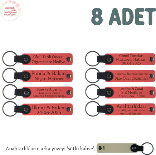 Narçiçeği & Sütlü Kahve, Karne Hediyesi İçin Tüm Sınıfa Özel, 8' li Set, Hediyelik Hatıra Anahtarlık