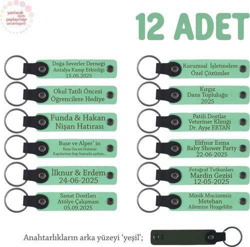 Açık Yeşil Renk, Sınıf Öğretmeninden Özel Mesajlı Karne Hatırası Anahtarlık 12’li Set, Minikler İçin