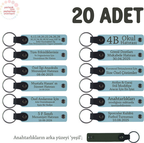 Gök Mavi & Yeşil, Öğrencilere Özel Dönem Sonu Hatırası, İsim Yazılabilen Anahtarlık 20' li Set