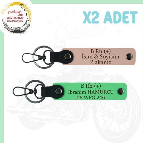 Yavruağzı-F Yeşil, Motor Severlere, İsim Plaka ve B Rh (+) Kan Grubu, Özel Tasarım 2'li Anahtarlık